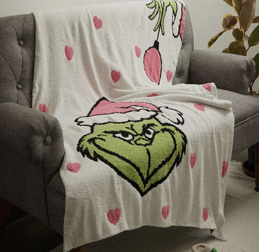 Multi Heart Grinchy Throw Blanket